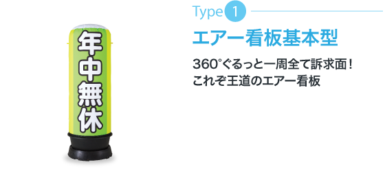 エアー看板基本型 360°ぐるっと一周全て訴求面！これぞ王道のエアー看板