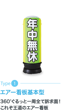 エアー看板基本型 360°ぐるっと一周全て訴求面！これぞ王道のエアー看板