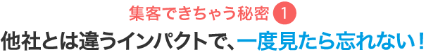 他社とは違うインパクトで、一度見たら忘れない！