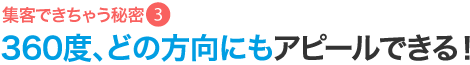 集客できちゃう秘密3 360度、どの方向にもアピールできる！