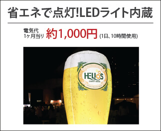 エアー看板の特徴 省エネで点灯！LEDライト内蔵